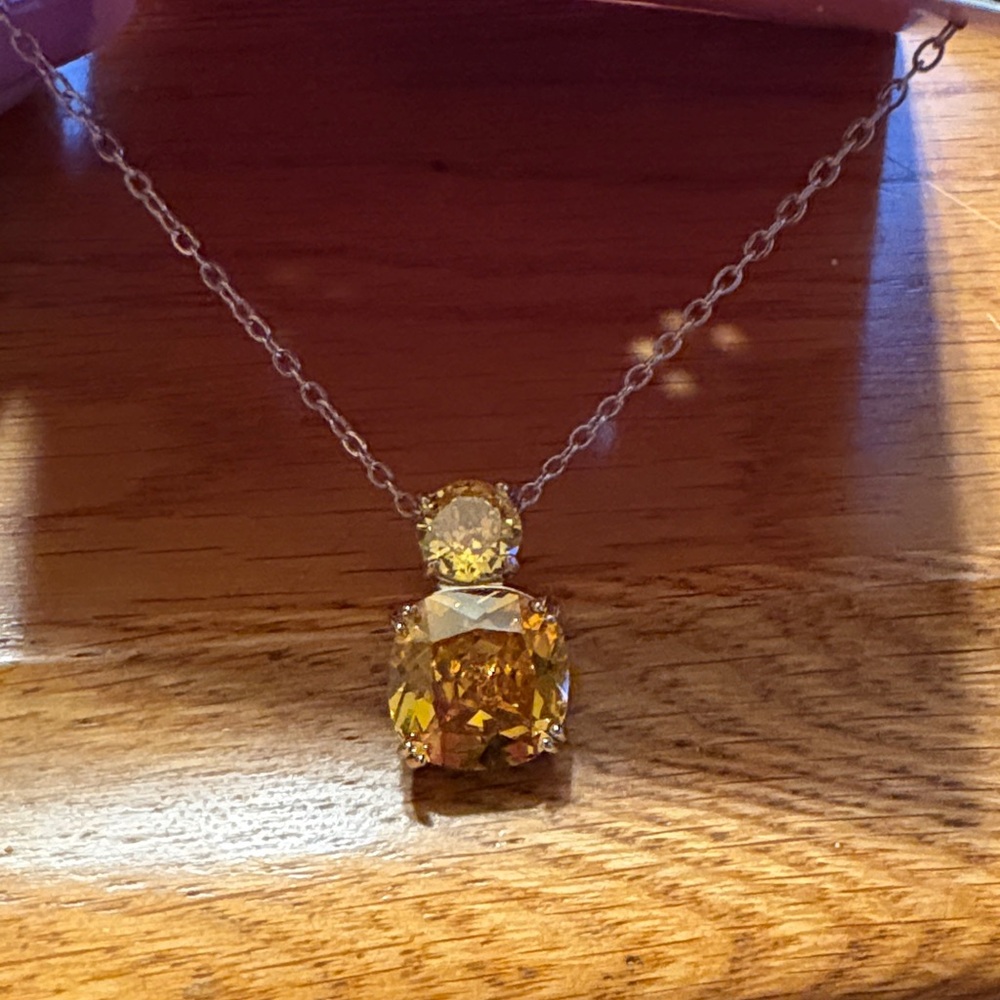 Stainless Steel Gold-tone Necklace with Yellow Gemstone - Picture 2 of 4